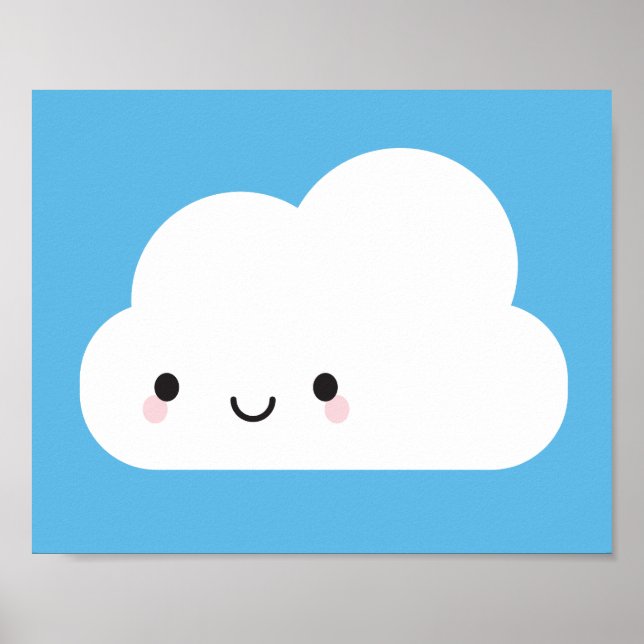 Lycklig Kawaii Cloud Poster (Framsidan)