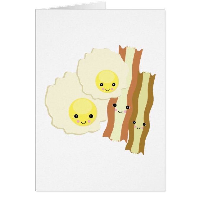 lycklig kawaii frukost hälsningskort (Framsidan)