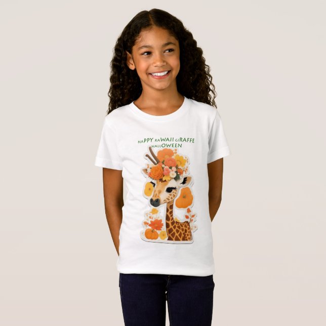 lycklig kawaii giraffe halloween t shirt (Hel framsida)