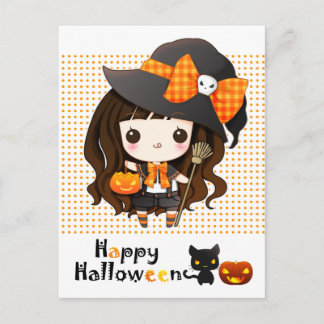 Lycklig Kawaii Halloween Helg Vykort