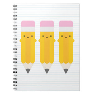 Lycklig Kawaii Pencil Anteckningsbok