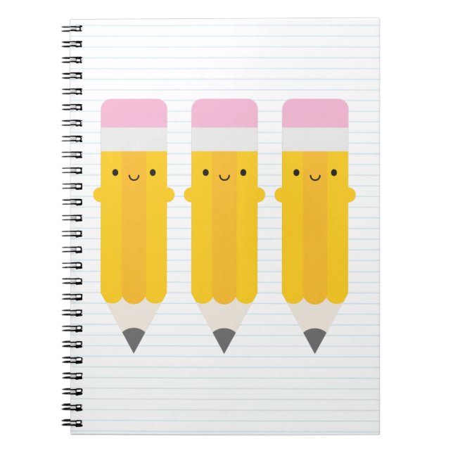 Lycklig Kawaii Pencil Anteckningsbok (Framsidan)