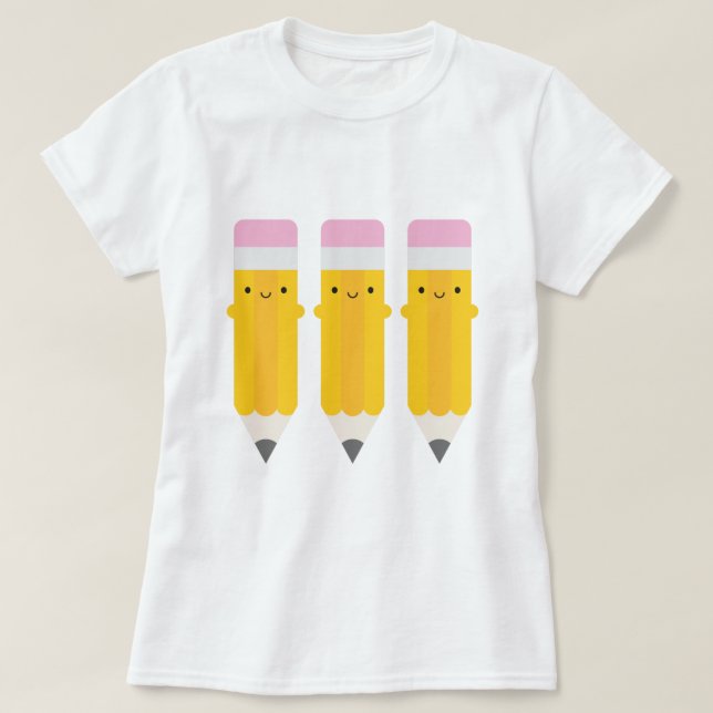 Lycklig Kawaii Pencil T Shirt (Design framsida)