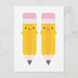 Lycklig Kawaii Pencil Vykort
