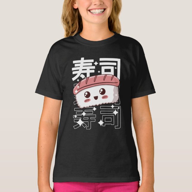 Lycklig Kawaii Sushi Japanska Food Älskare Gift T- T Shirt (Framsida)