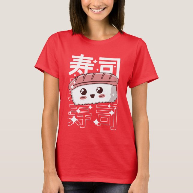 Lycklig Kawaii Sushi Japanska Food Älskare Gift T- T Shirt (Framsida)