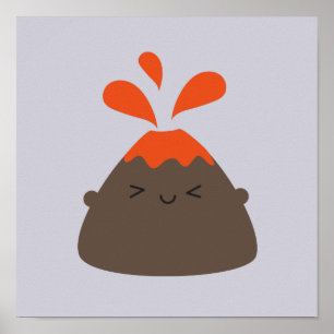 Lycklig Kawaii vulkan Poster