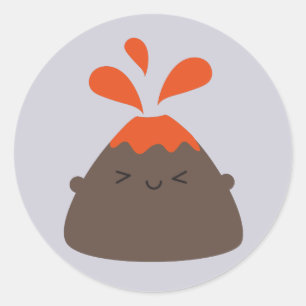 Lycklig Kawaii vulkan Runt Klistermärke