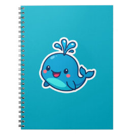 Lycklig Kawaii Whale Sticker - Cute Ocean Friend Anteckningsbok