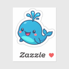 Lycklig Kawaii Whale Sticker - Cute Ocean Friend Klistermärken