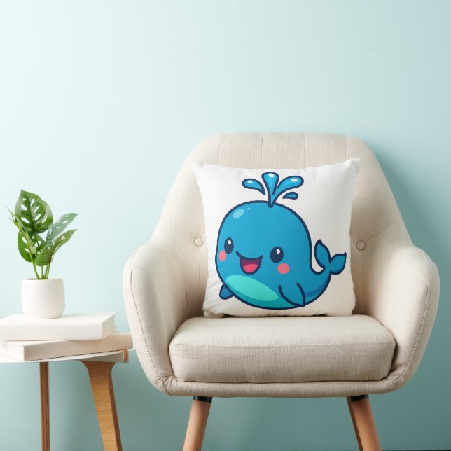 Lycklig Kawaii Whale Sticker - Cute Ocean Friend Kudde (Stol)