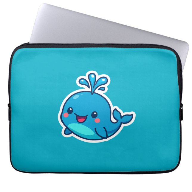 Lycklig Kawaii Whale Sticker - Cute Ocean Friend Laptop Fodral (Framsidan)