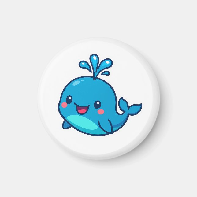 Lycklig Kawaii Whale Sticker - Cute Ocean Friend Magnet (Framsidan)