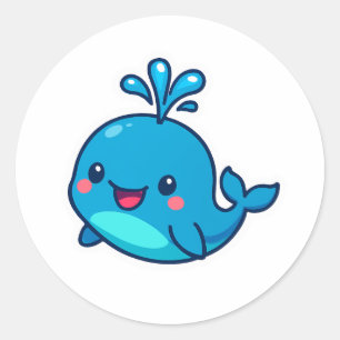 Lycklig Kawaii Whale Sticker - Cute Ocean Friend Runt Klistermärke