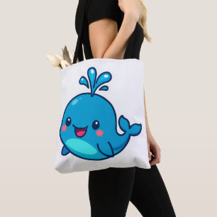 Lycklig Kawaii Whale Sticker - Cute Ocean Friend Tygkasse