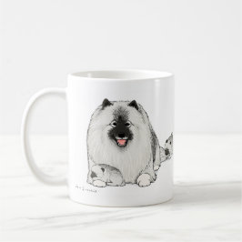 Lycklig Keeshond Hund med kute-valpar Kaffemugg