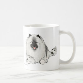 Lycklig Keeshond Hund med kute-valpar Kaffemugg