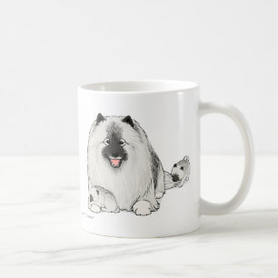 Lycklig Keeshond Hund med kute-valpar Kaffemugg