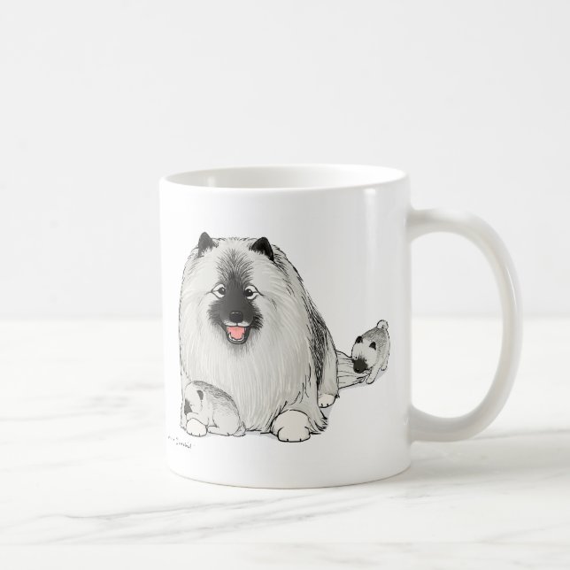 Lycklig Keeshond Hund med kute-valpar Kaffemugg (Höger)