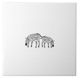 Lycklig Kenyan Zebror White Kakelplatta
