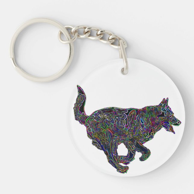 Lycklig keychain för Zodiachund | (Framsidan)