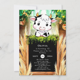 Lycklig Kids Cow Birthday Inbjudningar