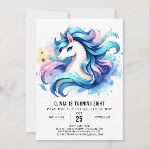 Lycklig Kids Horse Birthday Inbjudningar