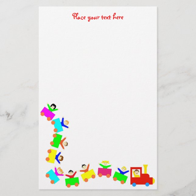 Lycklig Kids Tåg Brevpapper (Framsida)