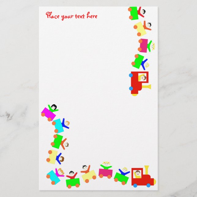 Lycklig Kids Tåg Brevpapper (Framsida)