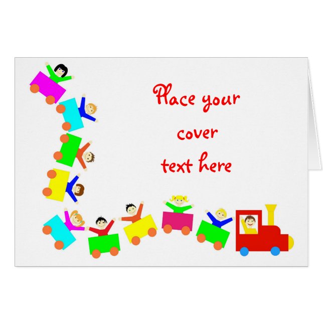 Lycklig Kids Tåg Hälsningskort (Framsidan Horizontal)