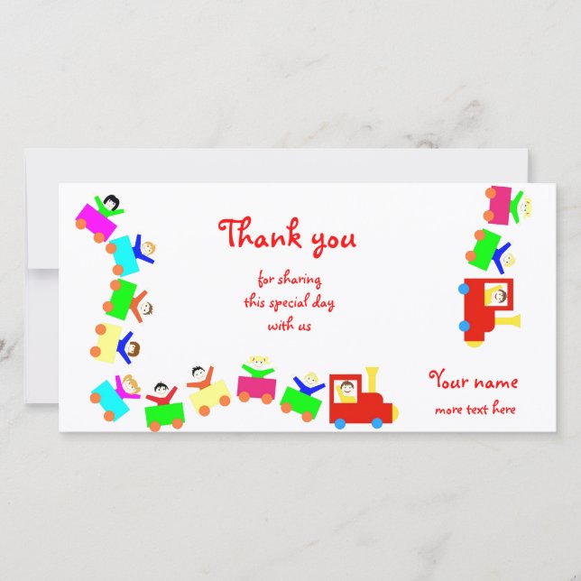 Lycklig Kids Tåg Tack Kort (Framsida)