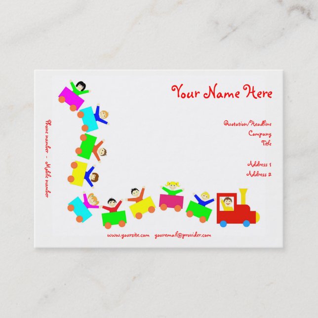 Lycklig Kids Tåg Visitkort (Framsida)