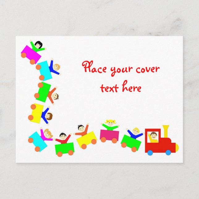 Lycklig Kids Tåg Vykort (Framsida)