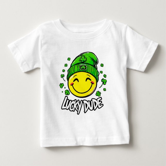 Lycklig Kille Leende Ansikte St. Patricks Dag T Shirt (Framsida)