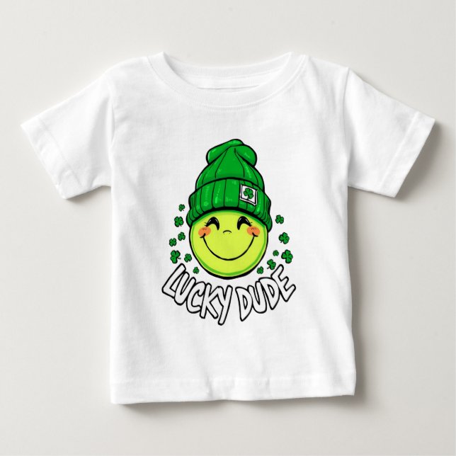 Lycklig Kille Leende Ansikte St. Patricks Dag T Shirt (Framsida)