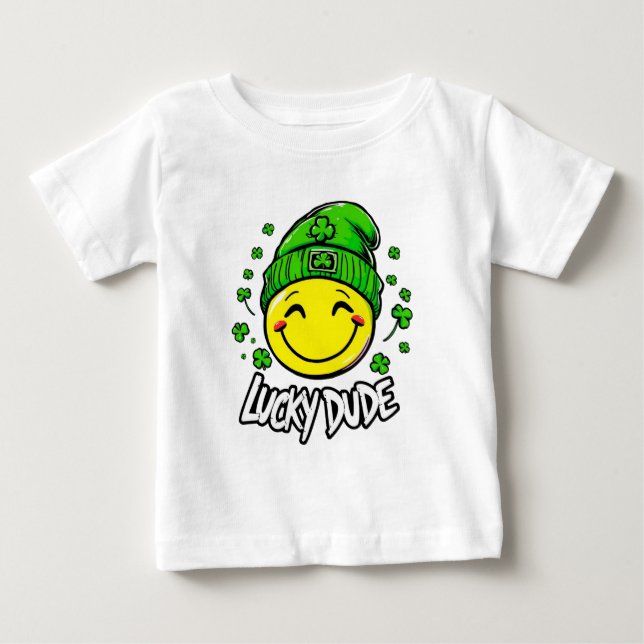 Lycklig Kille Leende Ansikte St. Patrick's Day T Shirt (Framsida)
