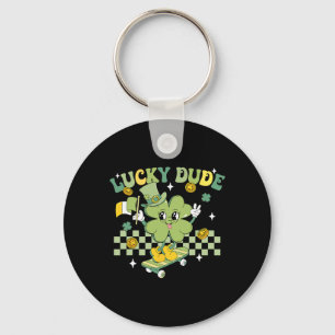 Lycklig kille rolig St Patricks dag kid skateboard Nyckelring