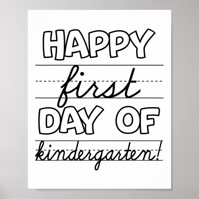 Lycklig: Kindergarten Kids första dag i skolan Poster (Framsidan)