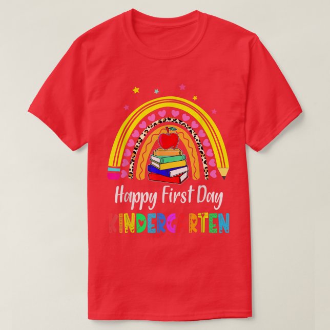 Lycklig: Kindergarten-lärarens första dag tillbaka T Shirt (Design framsida)