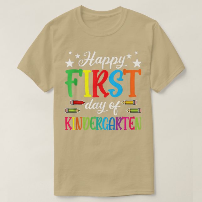 Lycklig: Kindergarten PreK:s första dag tillbaka t Shirt (Design framsida)
