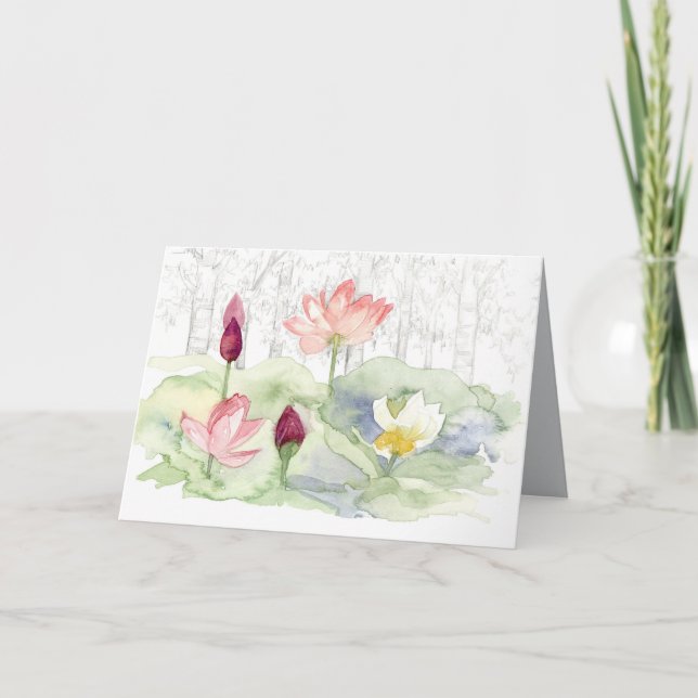 Lycklig kinesisk nyårslösning för Lotus Flower Pon Kort (Framsida)