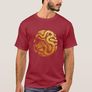 Lycklig kinesiska Lunar New Year DRAGON Burgundy R T Shirt
