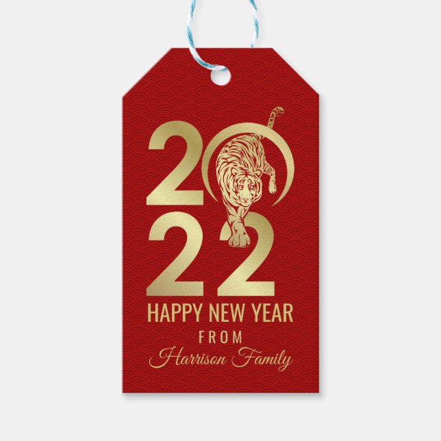 Lycklig kinesiska nyåret för tigern presentetikett (Framsidan)