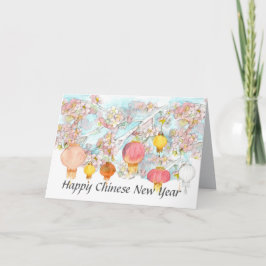 Lycklig kinesiska nyårslönor Sakura Träd Kort