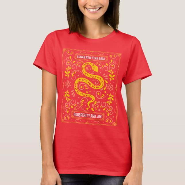 Lycklig Kinesiskt nyår 2025 T-Shirt (Framsida)