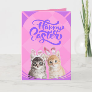 Lycklig Kittens Påskhare Anpassningsbar Card Tack Kort