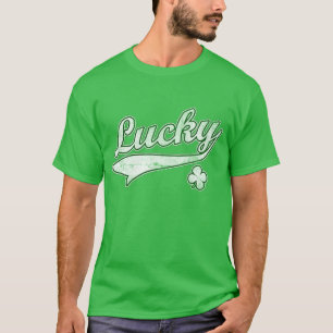 Lycklig klöver för vintage t-shirt