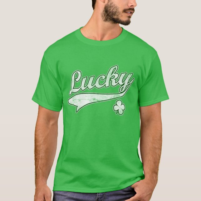 Lycklig klöver för vintage t-shirt (Framsida)