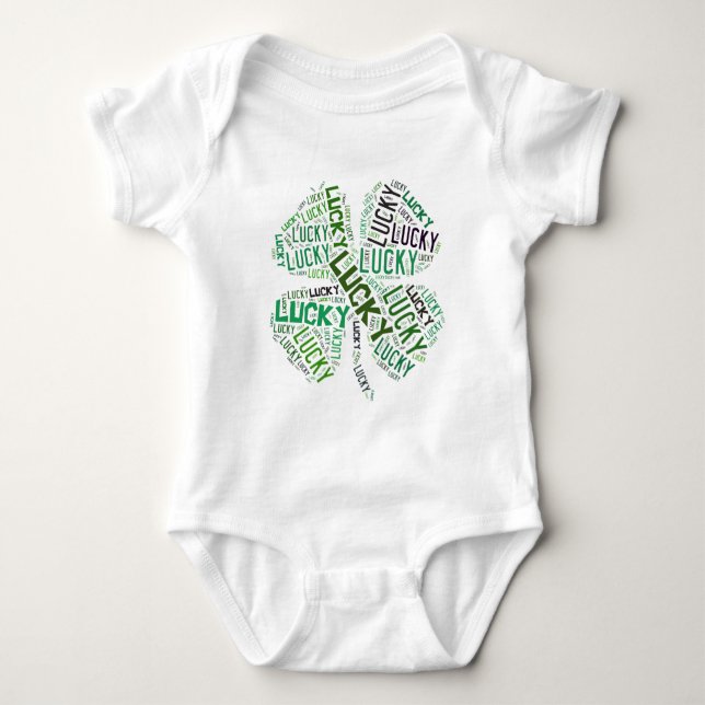 Lycklig Klöver Ord Konst Tee Shirt (Framsida)