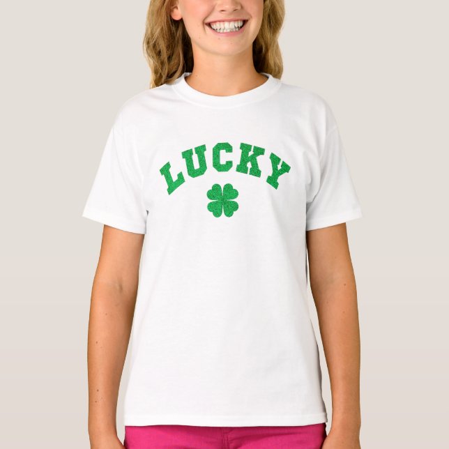 Lycklig Klöver Saint Patrick Dag T Shirt (Framsida)